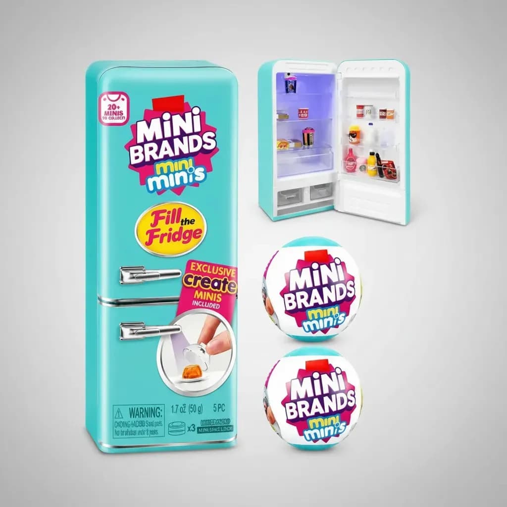 Mini Geladeira Minis Brand Com 2 Cápsulas Surpresas Coleção Azul-turquesa — imagem 3