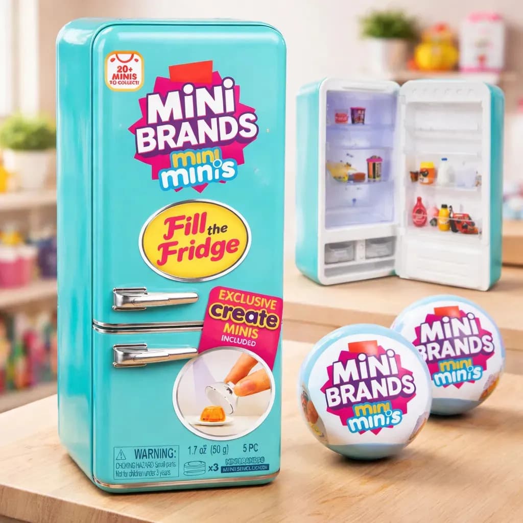 Mini Geladeira Minis Brand Com 2 Cápsulas Surpresas Coleção Azul-turquesa — imagem 4