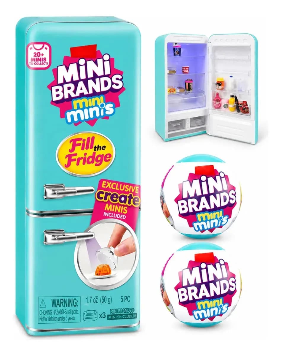 Mini Geladeira Minis Brand Com 2 Cápsulas Surpresas Coleção Azul-turquesa